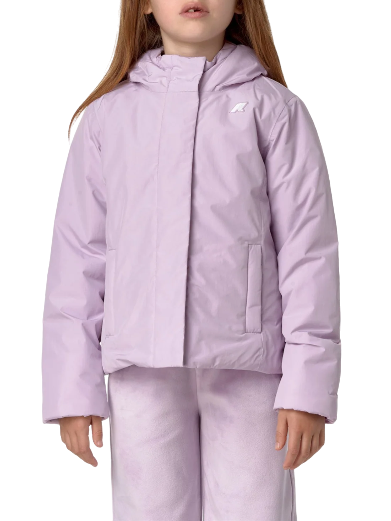 K-WAY piumino con cappuccio p.lily lilla