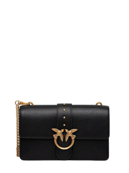 Pinko borsa a tracolla Love One Classic in pelle nero oro
