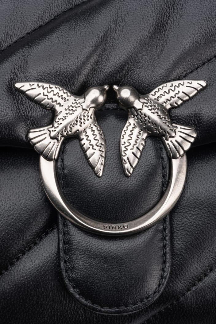 Pinko borsa Love Bag Puff Classic in pelle trapuntata nero argento