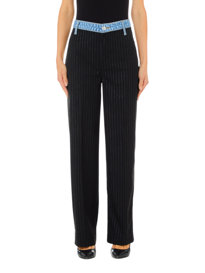 Liu Jo pantaloni gessati gamba dritta nero