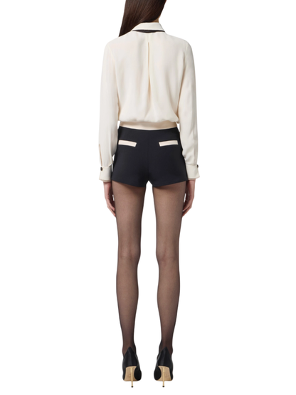 Elisabetta Franchi camicia in georgette con foulard bianco latte