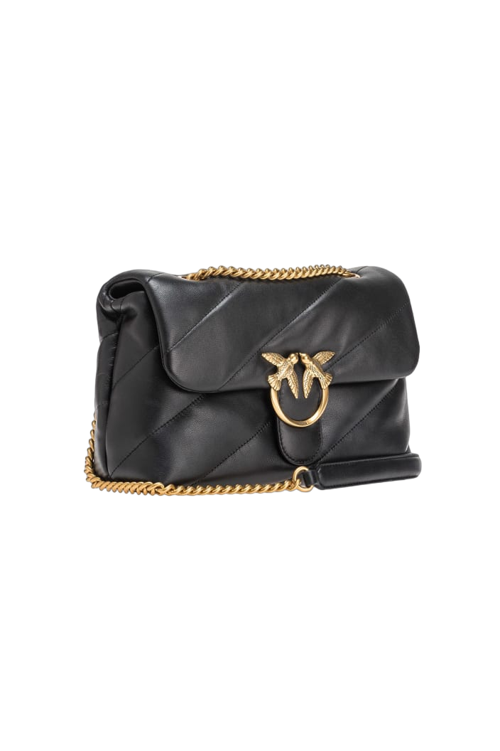 Pinko borsa Love Bag Puff Classic in pelle trapuntata nero oro