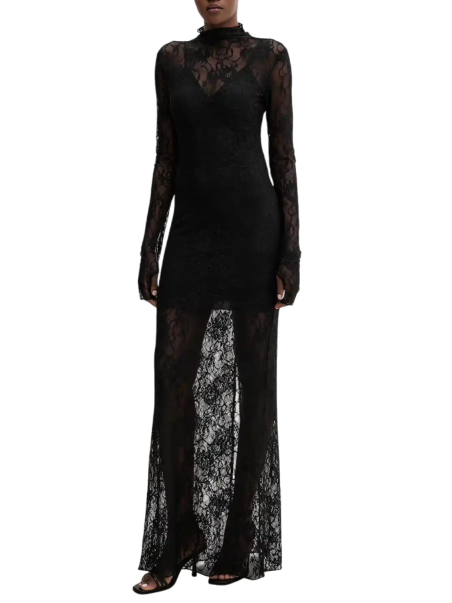 Aniye By abito lungo in pizzo Odette nero