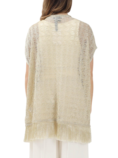 Simona Corsellini cardigan in maglia lurex traforata oro