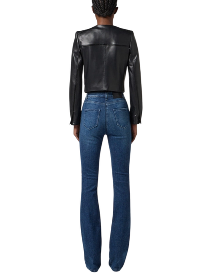 Elisabetta Franchi giubbino in pelle con bottoni gioiello nero