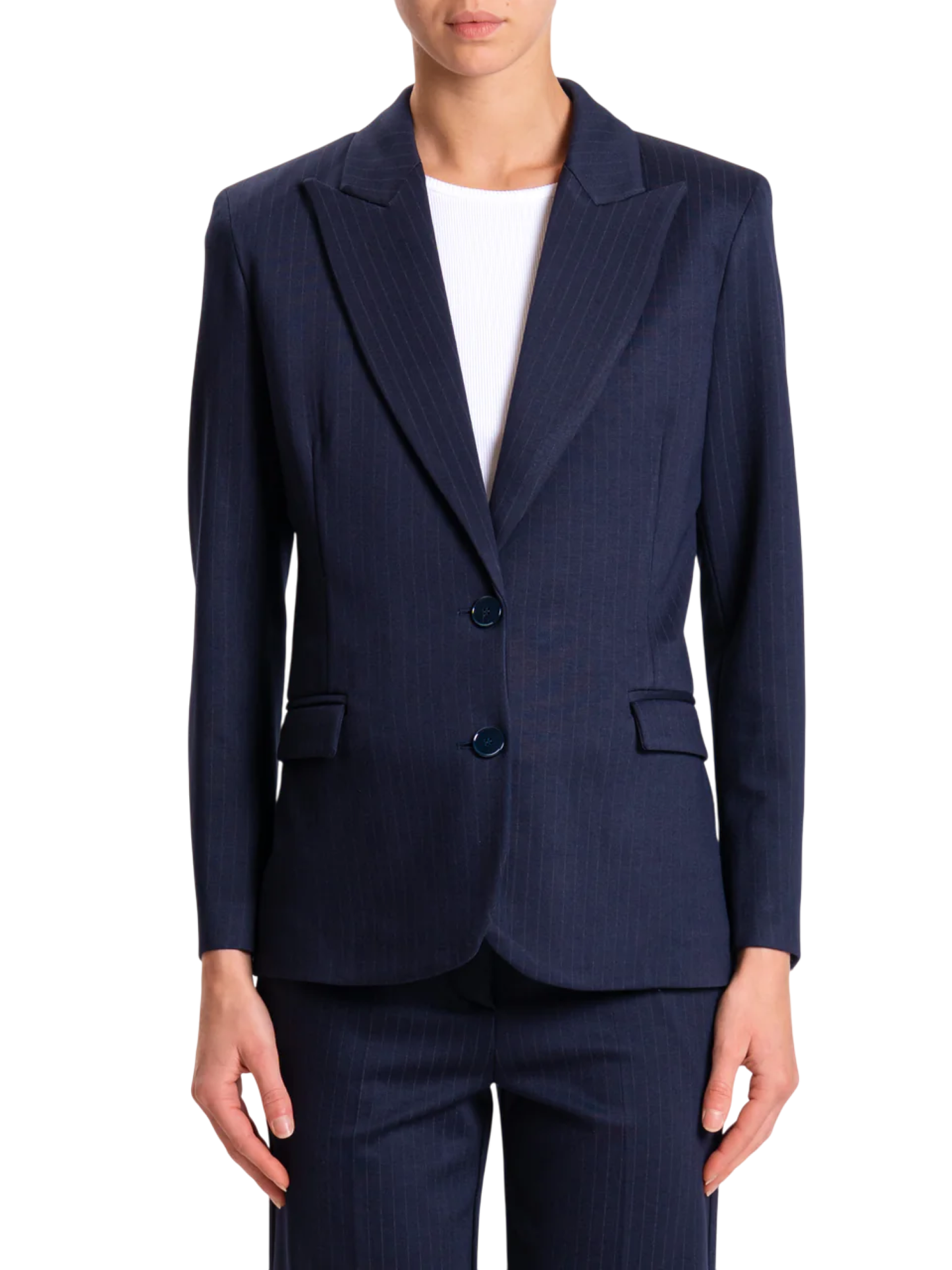 Vicolo giacca monopetto in fantasia gessata blu