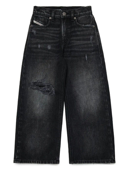 Diesel jeans gamba larga Argjx in denim rigido lavaggio nero