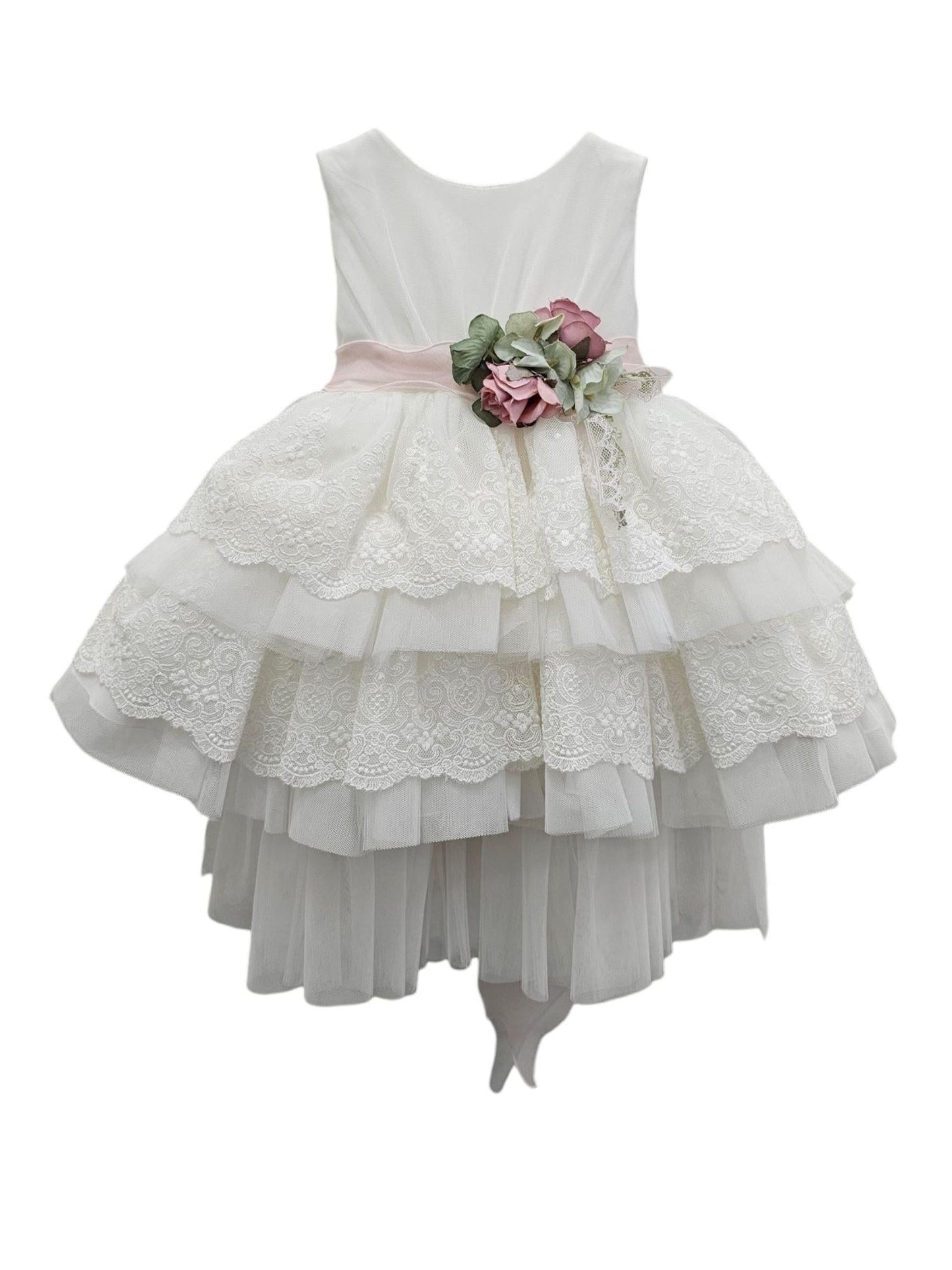 Mimilù abito da cerimonia in tulle e pizzo bianco