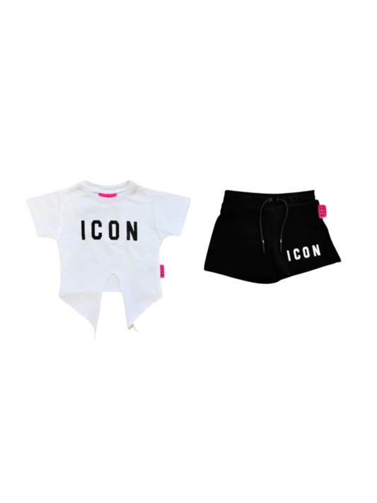 Icon completo T-shirt e shorts bianco nero
