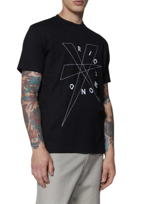 John Richmond T-shirt manica corta con logo ricamato Husillo nero