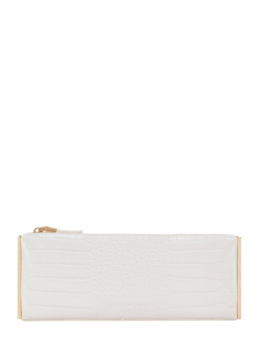 Elisabetta Franchi pochette baguette in ecopelle coccodrillo bianco latte