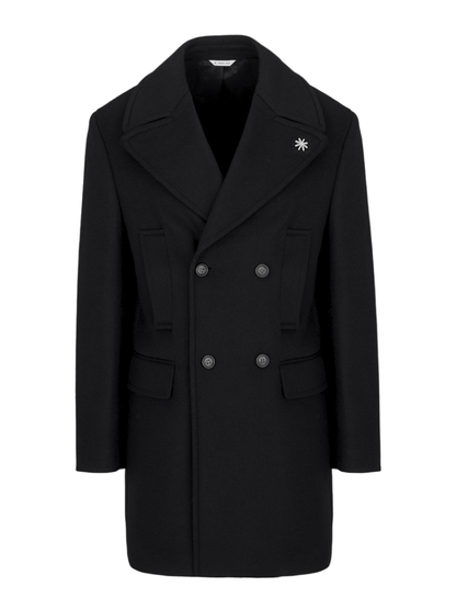 Manuel Ritz cappotto doppiopetto in panno misto lana blu - mem39