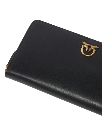 Pinko portafogli Ryder con zip in pelle liscia nero oro