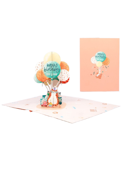 Origamo biglietto di auguri pop up per compleanno con gatto