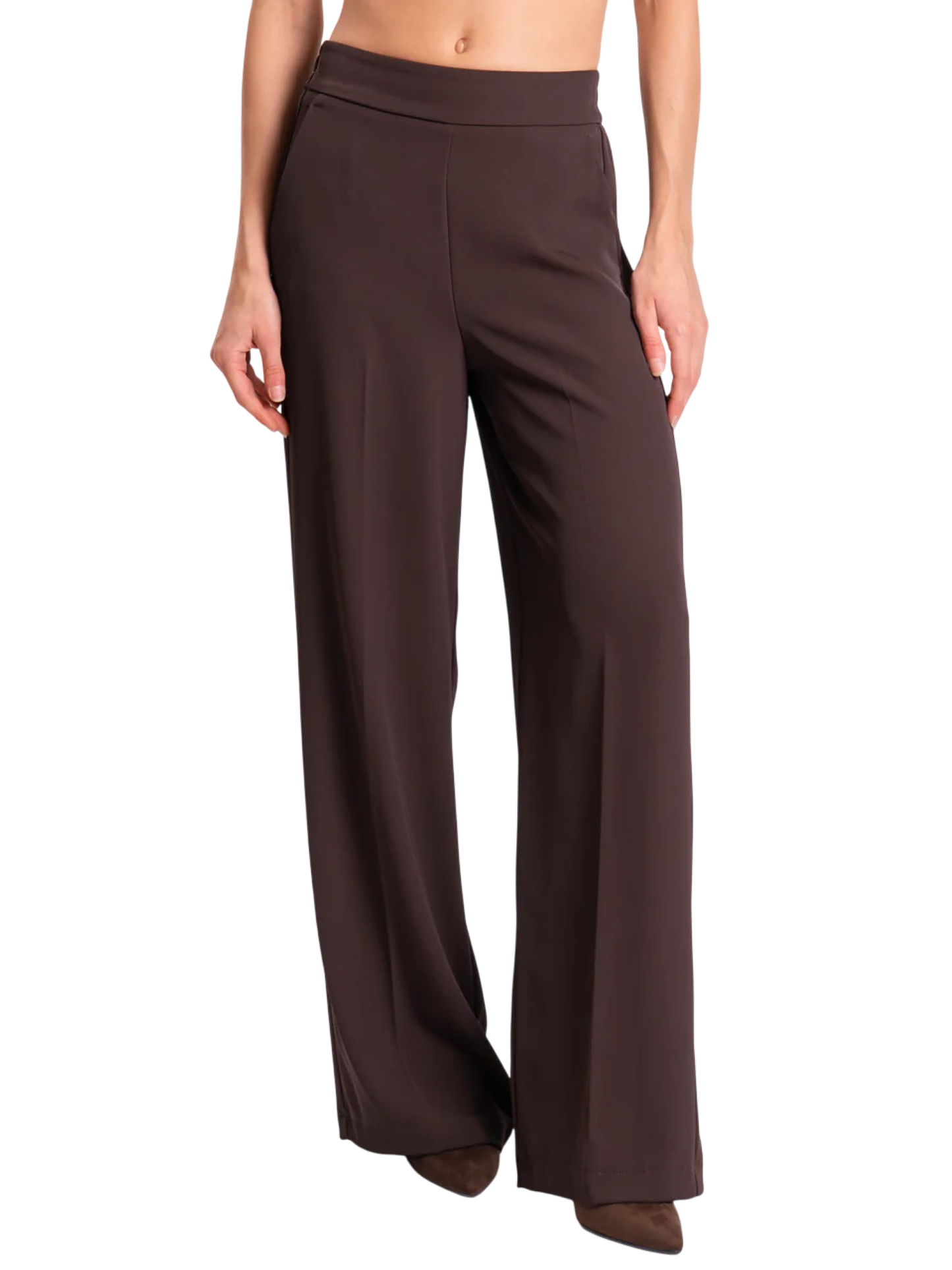 Vicolo pantaloni palazzo in tessuto fluido marrone