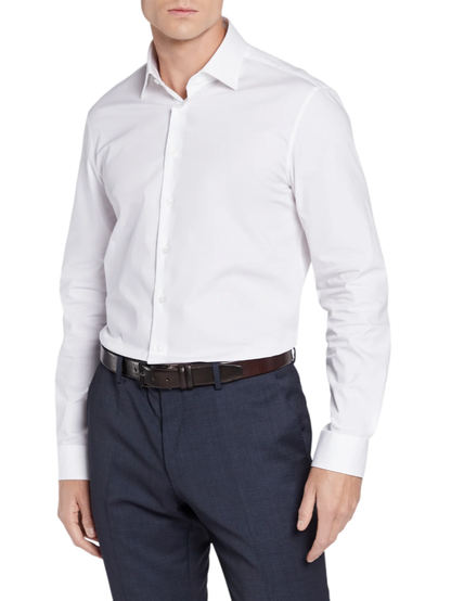 Calvin Klein camicia manica lunga con logo ricamato bianco