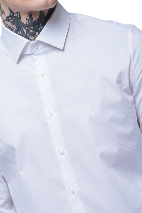 Calvin Klein camicia manica lunga slim fit bianco