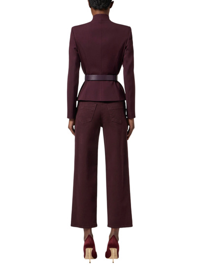 Elisabetta Franchi giacca in crepe con revers satin borgogna