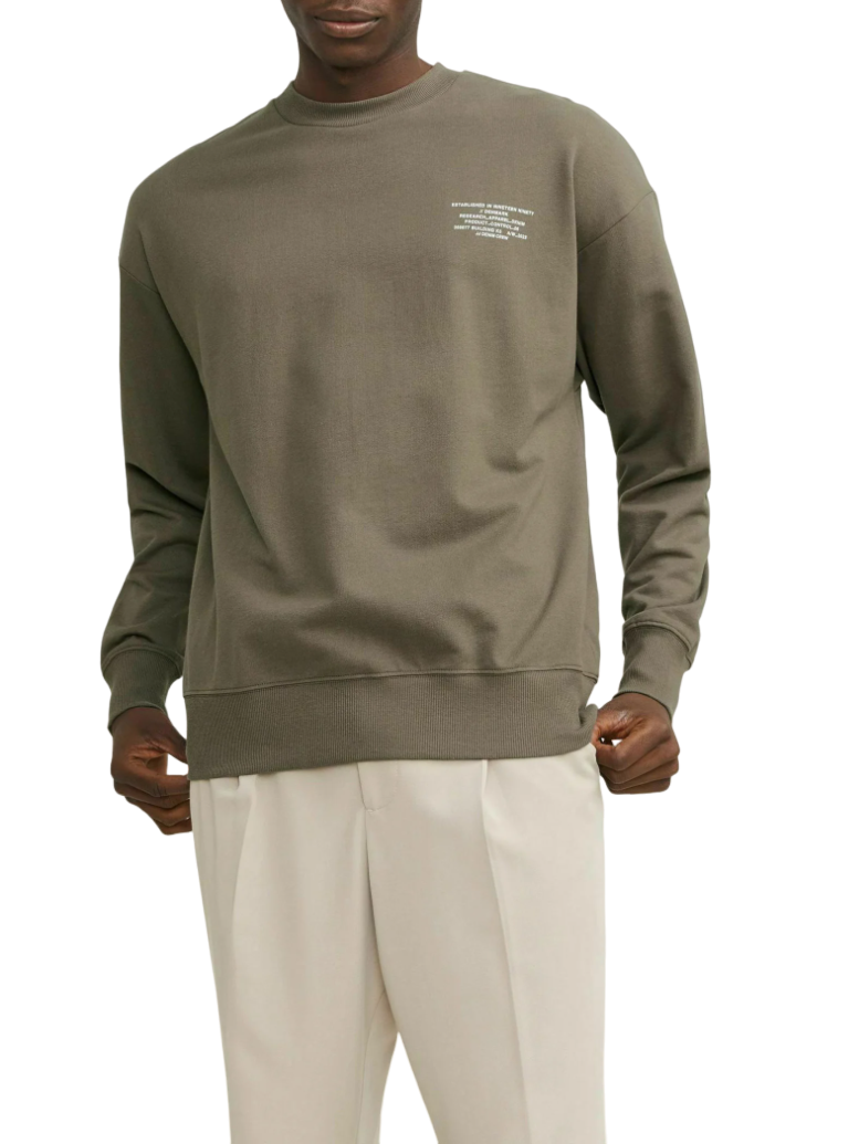 Jack&Jones felpa in spugna di cotone verde militare