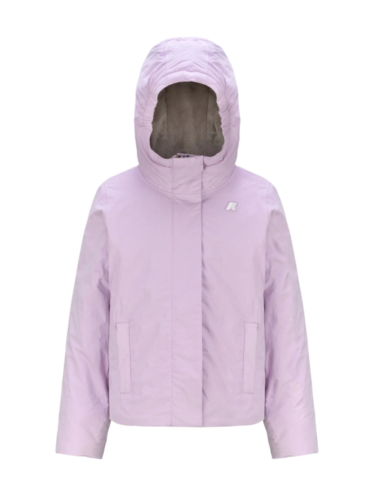 K-WAY piumino con cappuccio p.lily lilla