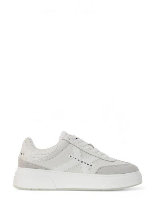 John Richmond sneakers in pelle e suede bianco ecrù