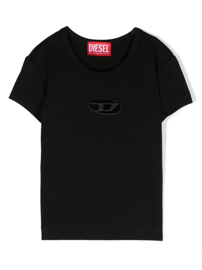 Diesel T-shirt manica corta Tangie con logo cut out nero