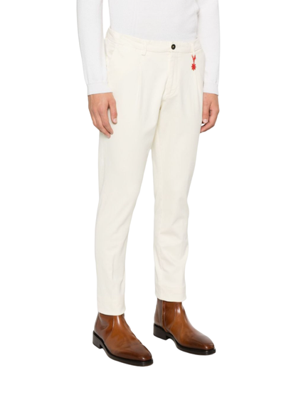 Manuel Ritz pantaloni chino in twill con pinces panna