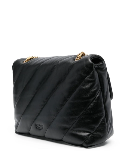 Pinko borsa Love Big Puff Maxi Quilt in pelle trapuntata nero oro