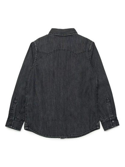 Diesel camicia in denim con tasche lavaggio nero