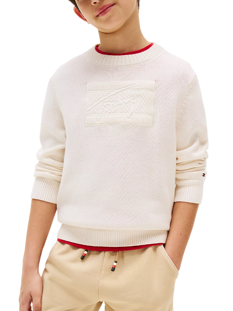 Tommy Hilfiger maglia bambino con logo avorio