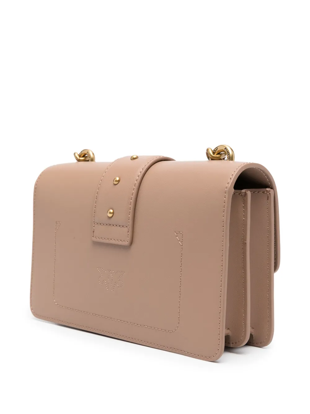 Pinko borsa Love Bag One Mini in pelle con borchie marrone biscotto