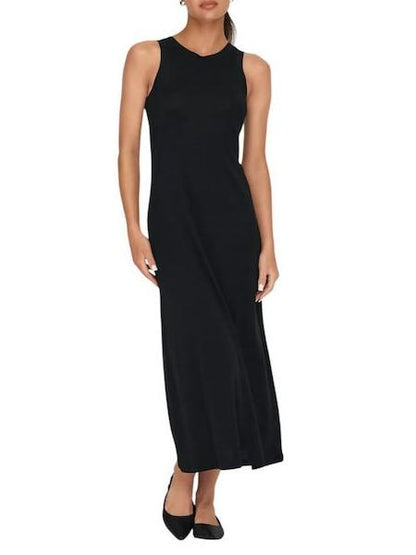 Only abito lungo smanicato in jersey nero