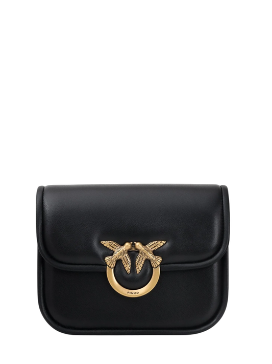 Pinko borsa Love Box Bag in pelle nero oro