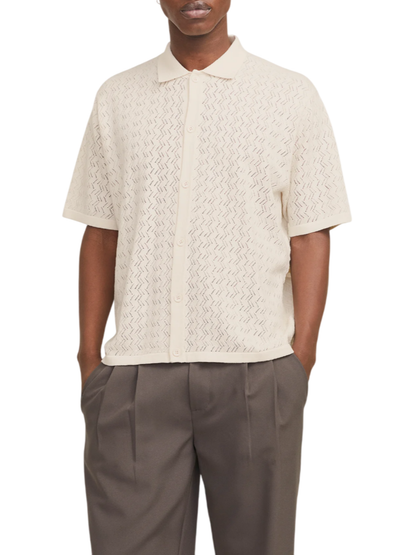 Jack&Jones camicia in maglia traforata beige chiaro