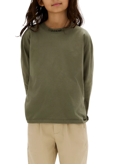 Calvin Klein Jeans T-shirt manica lunga taglio relaxed verde