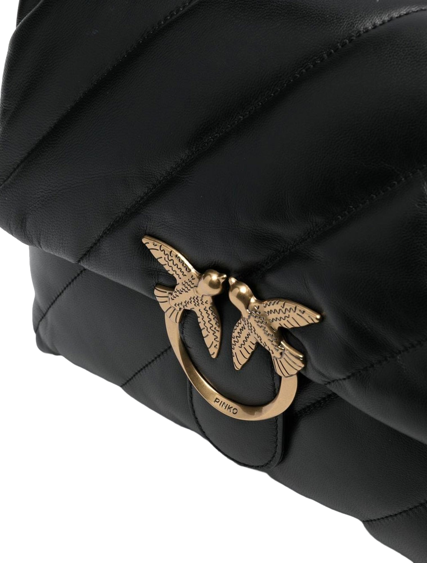 Pinko borsa Love Big Puff Maxi Quilt in pelle trapuntata nero oro