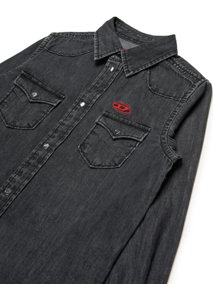 Diesel camicia in denim con tasche lavaggio nero