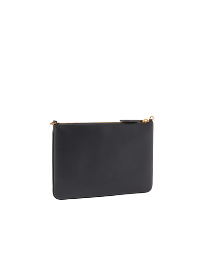 Pinko pochette Flat Classic in pelle con tracolla nero oro