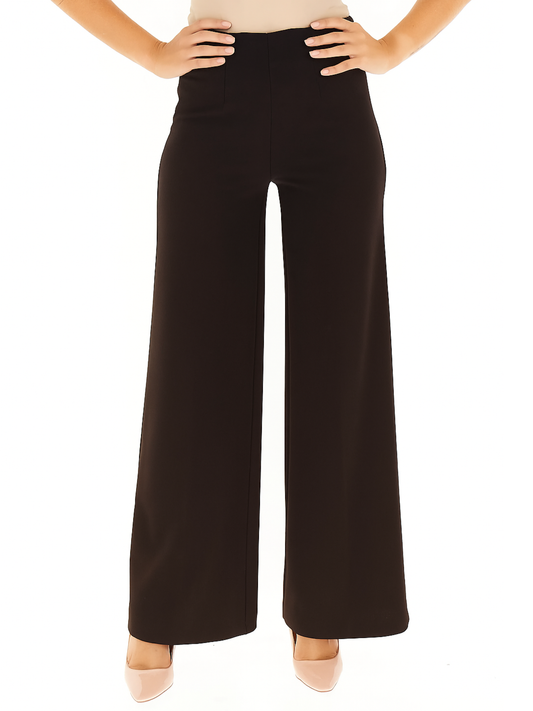 Vicolo pantaloni palazzo in crepe marrone