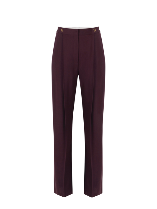 Elisabetta Franchi pantaloni flare con dettagli logati borgogna