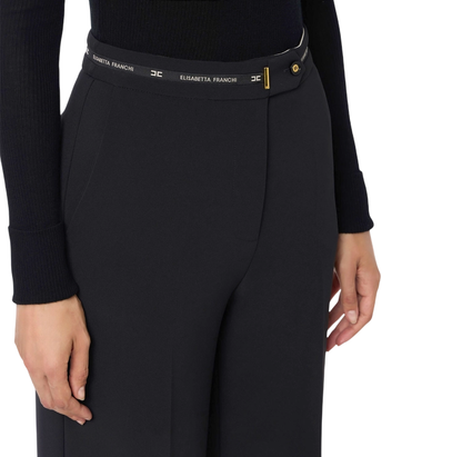 Elisabetta Franchi pantaloni palazzo in crepe nero