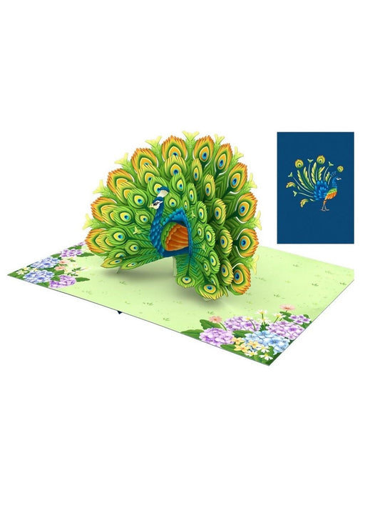 Origamo biglietto di auguri pop up con pavone