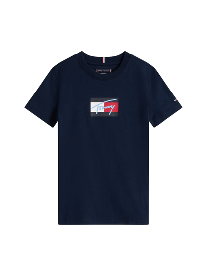 Tommy Hilfiger Iconic Flag Kurzarm-T-Shirt in Blau