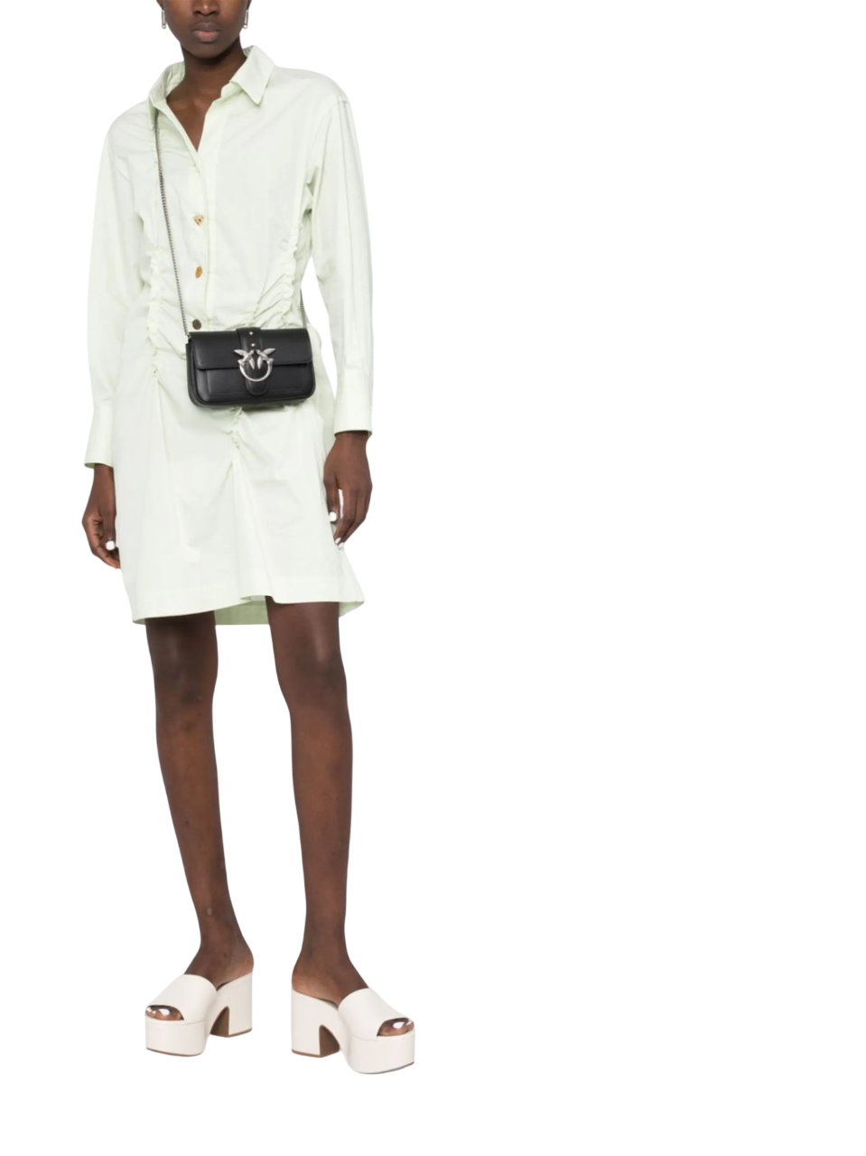 Pinko borsa a tracolla Love One Pocket in pelle con borchie nero argento