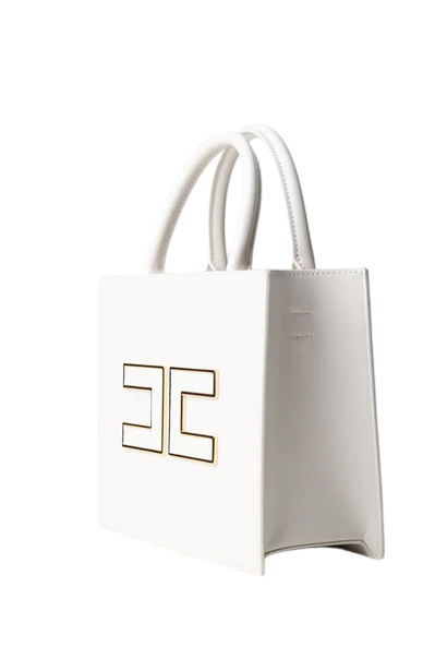 Elisabetta Franchi borsa tote piccola con logo avorio