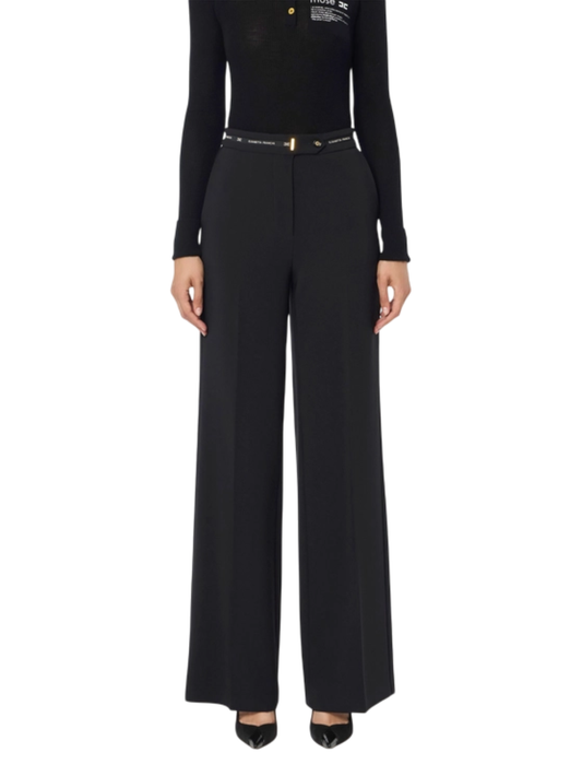 Elisabetta Franchi pantaloni palazzo in crepe nero