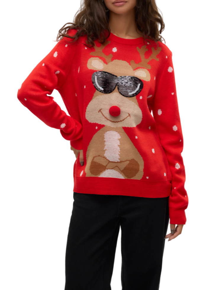 Vero Moda maglia in fantasia natalizia rosso