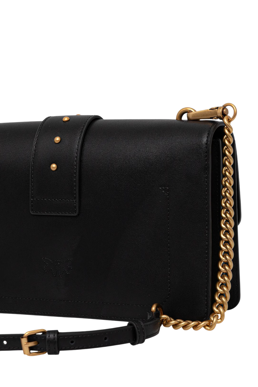 Pinko borsa a tracolla Love One Classic in pelle nero oro