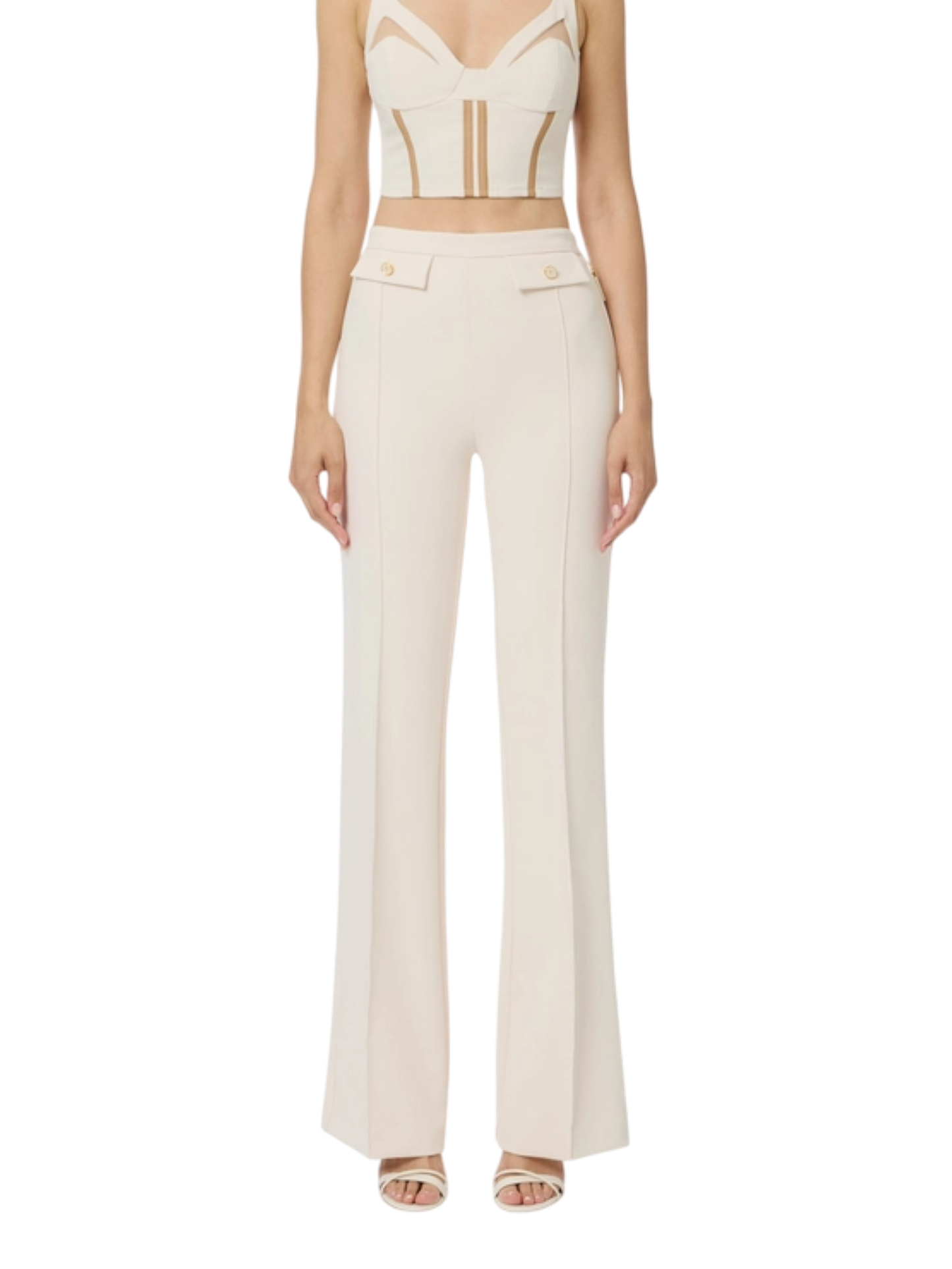 Elisabetta Franchi pantaloni a zampa in crepe panna