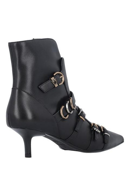 Pinko stivali tronchetti Gloria con fibbie nero